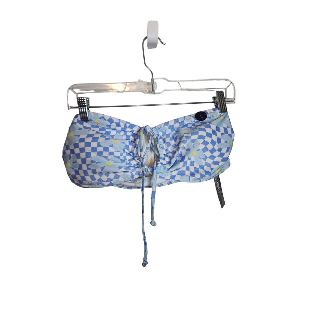 Cotton On Body Bandeau Swim Bikini Top, Checkered Floral, NWT, Large